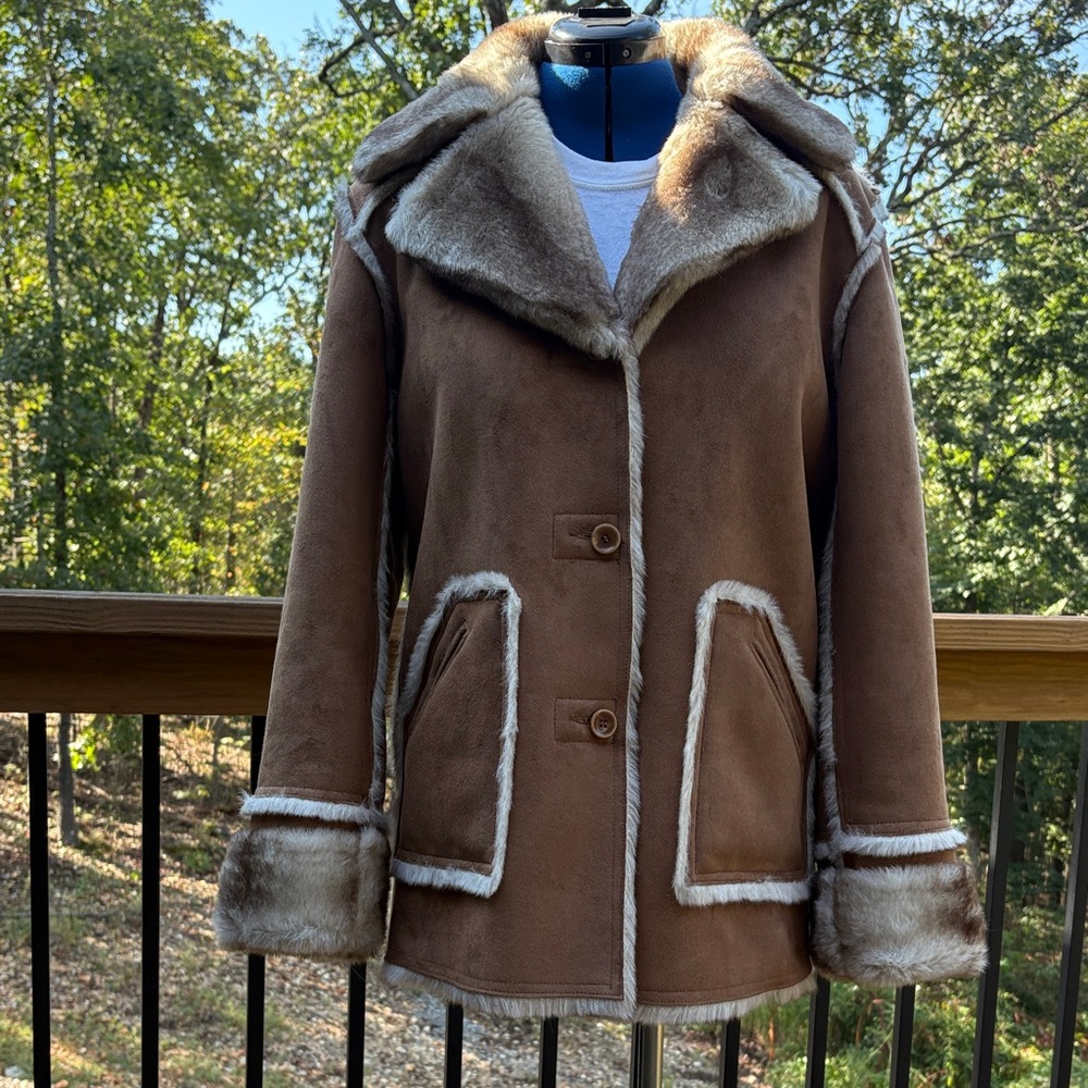 Dennis Basso Reversible Faux Shearling Coat Medium